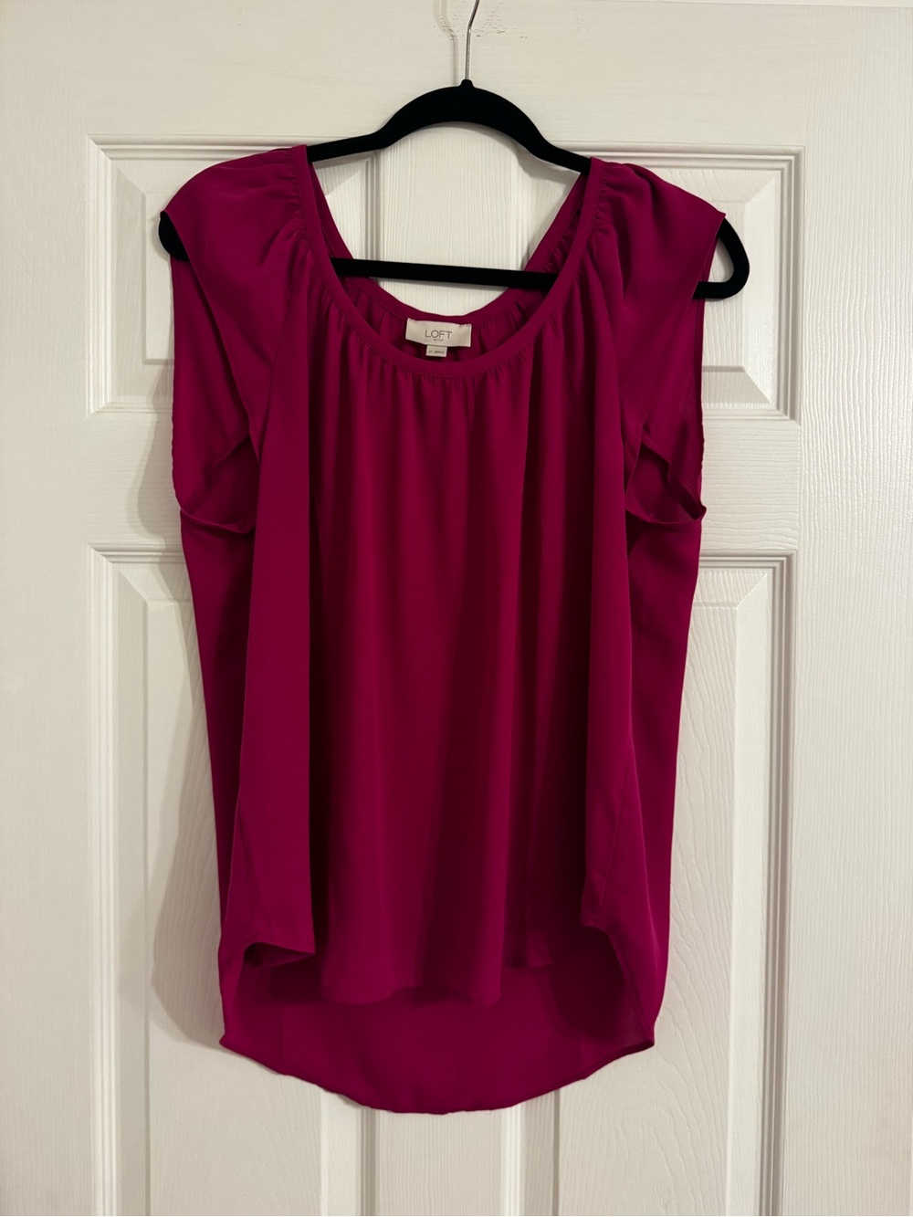 LOFT Fuchsia Cap-Sleeve Blouse